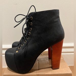 Jeffrey Campbell leather lace up platform LITA booties